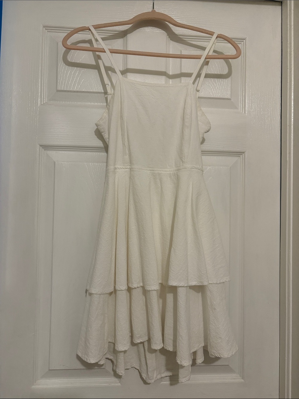 Women’s soft white Layered Sundress - Lightweight Spaghetti-Strap Dress